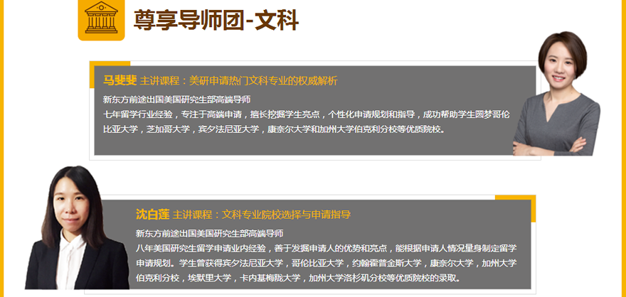 新东方留学文科尊享导师团
